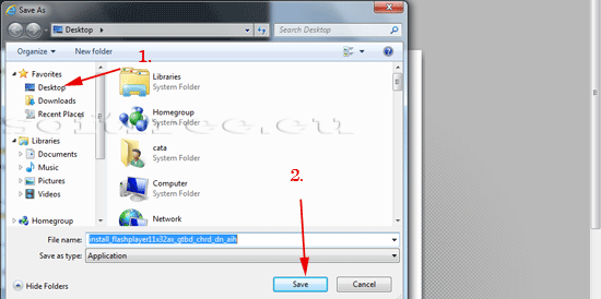 Tutorial Adobe Flash Player salvarea installer-ului pe desktop