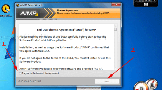 Tutorial AIMP acceptarea termenilor și condițiilor de actualizare