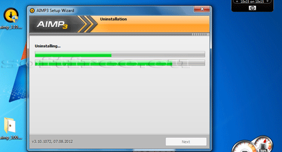 Tutorial AIMP dezinstalare - dezinstalarea efectivă