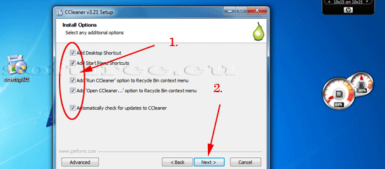 Tutorial CCleaner alegerea opțiunilor opționale