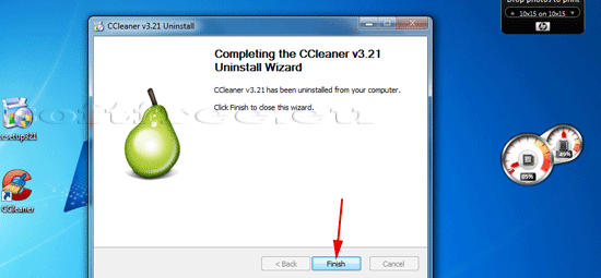 Tutorial CCleaner dezinstalare terminată
