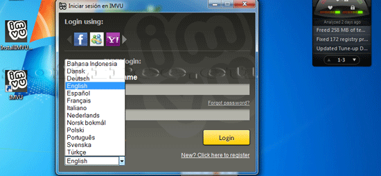 Tutorial IMVU instalare alegerea limbii