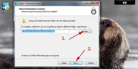 Tutorial IOBit Password Folder instalare alege locația