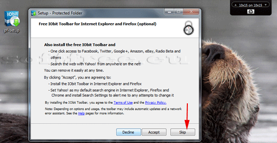 Tutorial IOBit Password Folder instalare opțiuni suplimentare