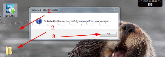 Tutorial IOBit Password Folder dezinstalare terminată